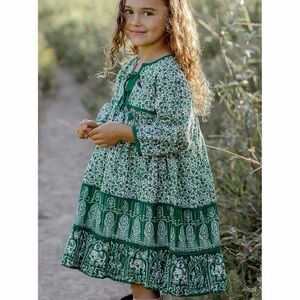 Pink Chicken New York Dress Size 6 Green Floral Cotton